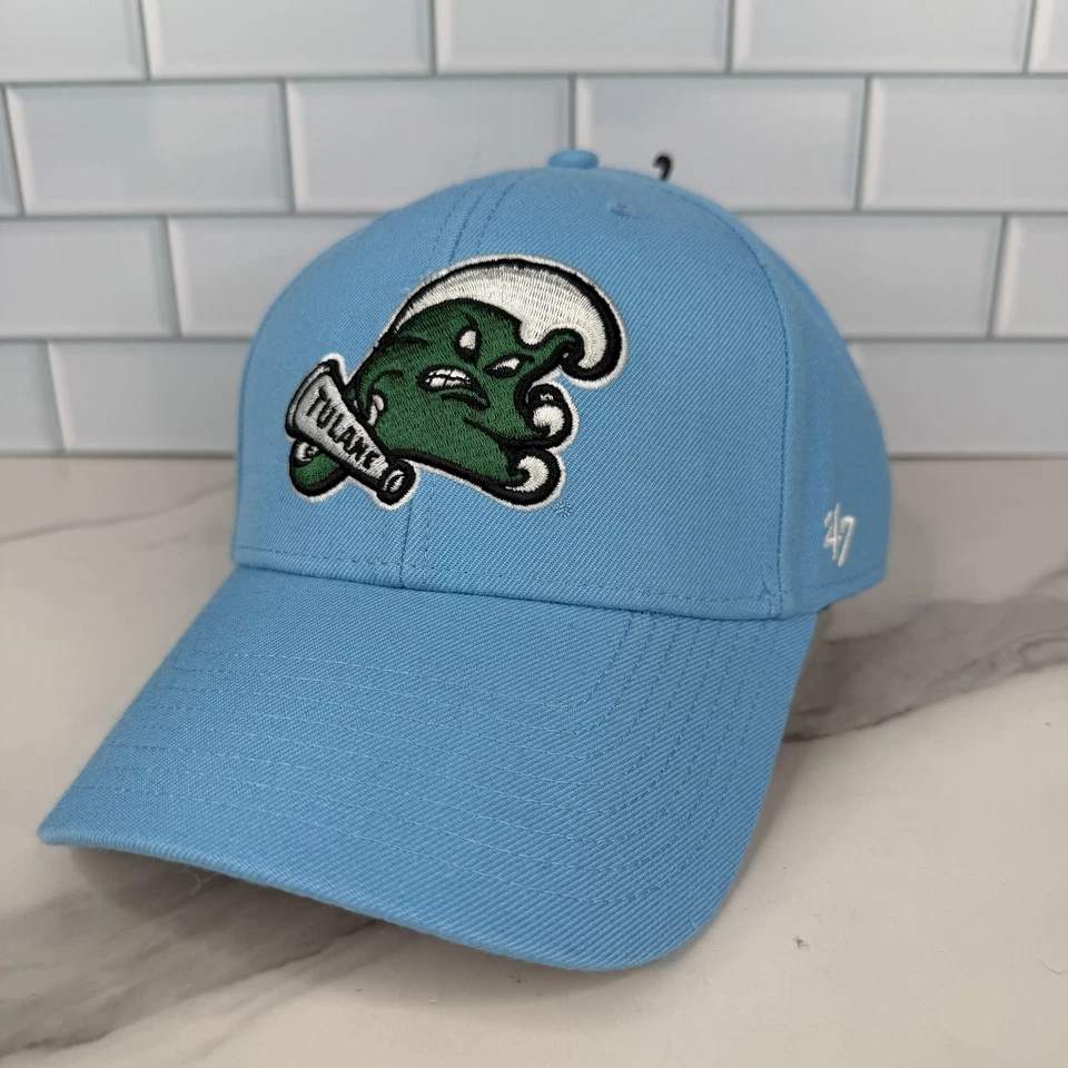 Gorra de fútbol americano Tulane verde ondulada con correa trasera para hombre talla única azul NCAA College 47 Foto 1 de 4