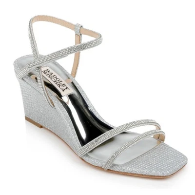 Badgley Mischka Womens Unity Wedge Heels US 6 EU 36.5 Silver Embellished NIB - Image 1 of 4