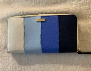 Kate Spade Continental Color Block Saffiano Blue Zip Around Wallet NWOT! - Picture 1 of 5