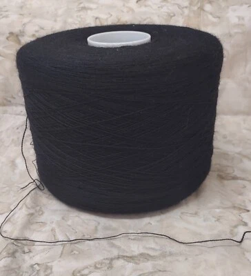 WOW 1 Cone 1.5 KG Wool Weaving Knitting Yarn Machine Knit NWT Black