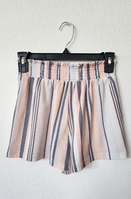 Urban Outfitters Shorts New Size Small XS Cream Stripe Peasant Ruffle Smocked - Image 1 of 2