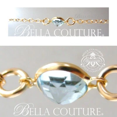 $549NEW 18K GOLD 5MM NATURAL AQUAMARINE NECKLACE CHAIN VTG CUT CHARM PENDANT 14K - Image 1 of 4