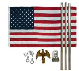 6 ft. Steel Flagpole Betsy Flags American Flag Kit, Sewn Nylon Flag, Grommeted, - Picture 1 of 6