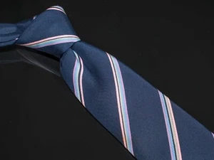 Cravatta Valentino 100% seta skinny rosa navy righe uomo lusso Italia AS-IS - Foto 1 di 5