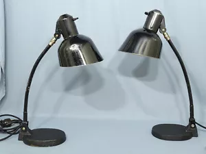 Dos lámparas de mesa SIS Art Deco era Bauhaus con interruptor giratorio pintura retráctil - Imagen 1 de 12