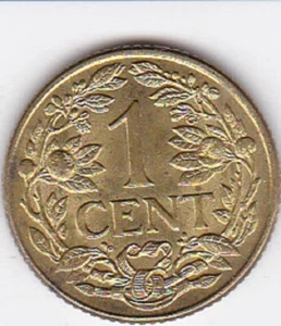 Suriname Olanda Ottone 1943-P Palma 1 Centesimo RARO BELLO - Foto 1 di 2