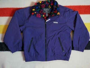 Eddie Bauer Geometric Purple Fleece Lined Zip Outdoor Jacket Youth M Medium EUC - Picture 1 of 6