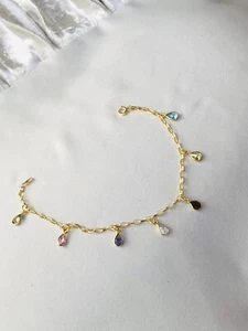 NEW 9ct Gold Multicolour 2CT Gemstone Bracelet - 7 inches, UK hallmarked, 7 gems - Picture 1 of 9