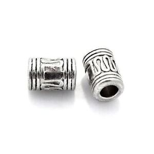 Antique Silver Metal Alloy Beads Tube Spacer 7x10mm Pack Of 20