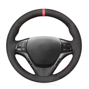 Black Suede Red Marker Car Steering Wheel Cover for Hyundai Genesis Coupe - Picture 1 of 14