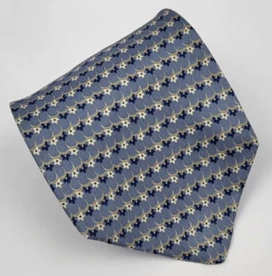 Nautica Silk Tie Gray Blue White Floral Geometric Men Necktie 58.5 x 3.75 - Image 1 of 4