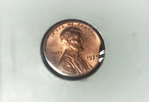 Uncirculated 1975 Lincoln Penny Mint Error Clipped Planchet  - Picture 1 of 2