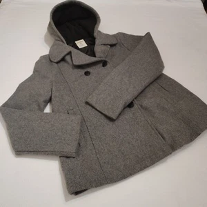 Old Navy Wool Peacoat Hoodie Jacket Coat for Girls Size 14 Medium  Gray - Picture 1 of 9