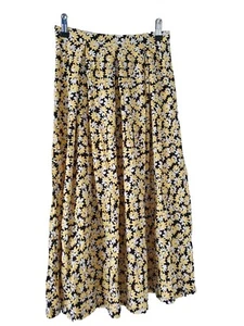 BNWT ASOS Yellow/Black/White Floral Midi Skirt UK 10 Boho Hippy Waist 25" New - Picture 1 of 10