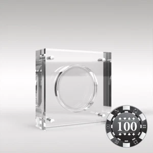 Pantalla de monedas de acrílico/perspex con fichas de póquer - Imagen 1 de 4