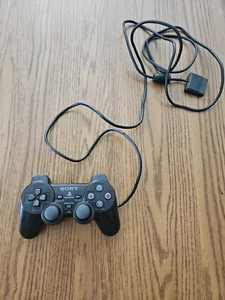 Sony PS2 BLACK Wired Controller OEM DualShock PlayStation 2 AUTHENTIC - Picture 1 of 7