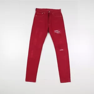 Levi's 501 Customized W32 L36 Jeans Used Red (Cod.SJ585) Levis Made IN USA - Picture 1 of 4