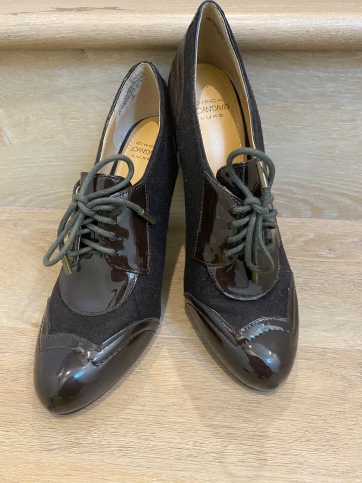 JOAN & DAVID CIRCA Mujer CJEVENSEN Lujo Tacones Punta de Ala Marrón Oscuro Con Cordones Talla 8 Foto 1 de 4