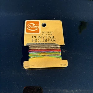 VINTAGE 1982 GOODY BRAIDED ELASTIC PONYTAIL HOLDERS PACKAGE OF 9 - Picture 1 of 2