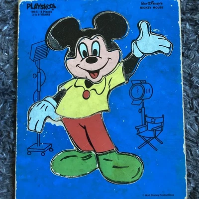 VTG Playskool 1960s Walt Disney Mickey Mouse 190-5 Puzzle Board 11.5”x9” - Image 1 of 4