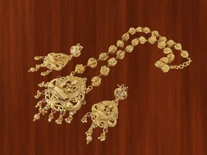 Temple Jewelry Indian Bollywood Ball Mala Pendant Set - Picture 1 of 2