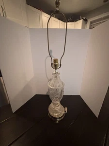 Vintage 29” Portable Table Parlor Crystal Glass Lamp - Picture 1 of 6