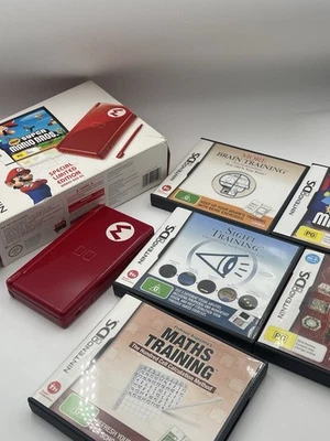 Nintendo DS Lite Mario Red Special Limited Edition Console - Boxed - 5 Games - image 1 of 4