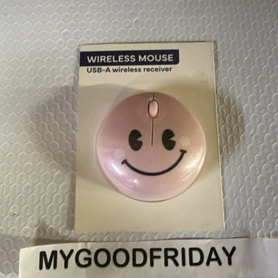 Vivitar Wireless Mouse Pink Bullseye Smile Design USB PC Laptop Mac - Image 1 of 2