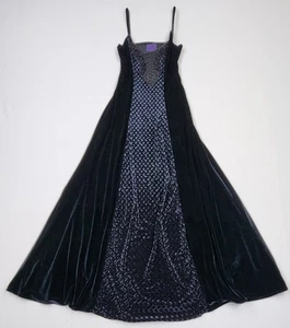 Vtg 90s  Cykxtees Dress Sleeveless Gothic Vampy Velvet Black Size S/M - Picture 1 of 11