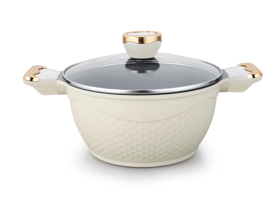 Kazan Kochtopf mit Antihaft Granit Keramikbeschichtung 6 Liter Ø28cm weiss-gold - Bild 1 von 1