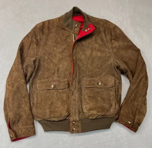 VTG 90's Reversible Brown Suede Red Wool Jacket Small- Made in British Hong Kong - Picture 1 of 21