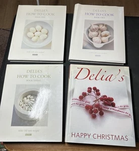 4 Delia Smith Cookery Books How To Cook 1 2 & 3 & Delias Happy Christmas Hard Bk - Imagen 1 de 3