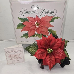 Vintage 1986 Avon Seasons in Bloom, Ceramic Red Poinsettia New In Box - Picture 1 of 16