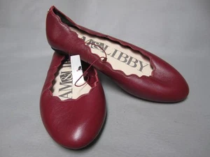 Sam & Libby Womens Ballet Flats Red Scalloped Shoes  Burgundy Capri SIze 8 NEW - Picture 1 of 8
