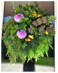 SUMMER SIGHTINGS Farmhouse Rustic Bees Fun Bumblebee Prem 29”L Door Wreath Sale - Picture 1 of 11