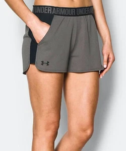 UNDER ARMOUR WOMENS SIZE XS CARBON HEATHER & BLACK PLAY UP 2.0 SHORTS NWT  - Picture 1 of 4