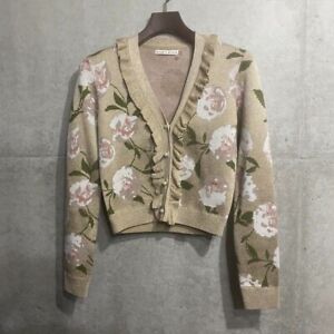 Alice + Olivia Floral Rose Print Flower Cardigan Sweater Knit SzXS