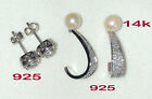 Boucles d'oreilles en argent sterling diamant naturel goujons vestes en or 925 +14 carats perles 6758