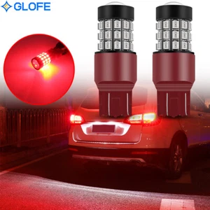 GLOFE 7443 7440 Bright Red LED Strobe Flash Brake Stop Tail Parking Light Bulbs - Picture 1 of 14