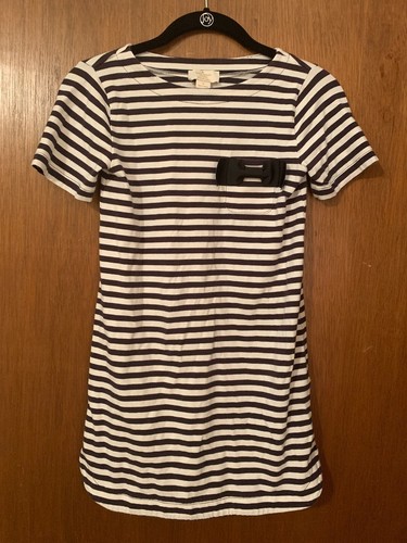 GONNA RAGAZZA KATE SPADE THE RULES NERO BIANCO RIGHE CON FIOCCO T SHIRT ABITO; TAGLIA 10