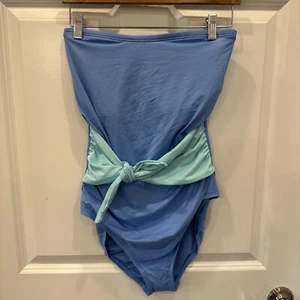 NWT Talbots One Piece Swimsuit w/Color Block Self Wrap Size 16 Inside Shelf Bra - Picture 1 of 8