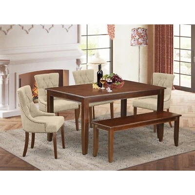 Juego de comedor East West Furniture DUFR6-MAH-05 6 piezas incluye una mesa de comedor rectangular Foto 1 de 4