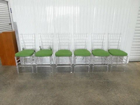 6 WHIMSICAL FAUX BAMBOO LUCITE  CHIAVARI DINING CHAIRS Cover