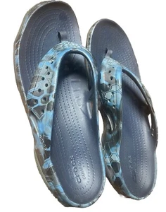 Crocs Swiftwater Kryptek Blue Camo Neptune Deck Men’s Size 13 Flip Flop Sandals - Picture 1 of 13