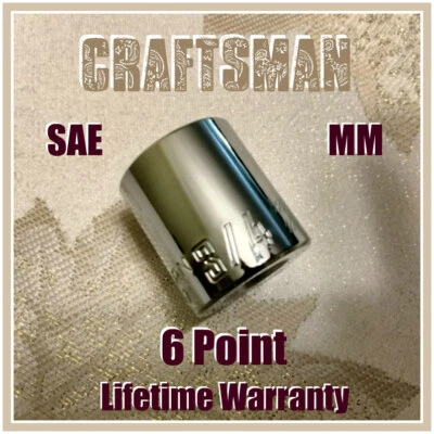 CRAFTSMAN 3/8" Drive Shallow Socket 6 Point - SAE Inch Metric MM - Any Size NEW - Image 1 of 3