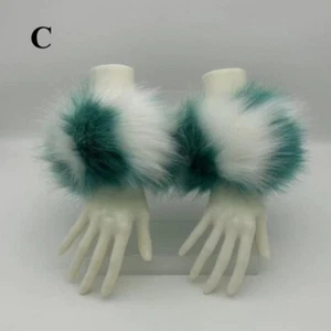 1 Pair Retro Lady Faux Fur Cuffs Warmer Plush Wrist Sleeves Plush Fluffy Cuffs - Picture 1 of 9