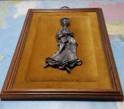 Déco Tableau Étain sur Velours-Demoiselle à Ombrelle/Fixation Murale à l'arrière - Photo 1/4