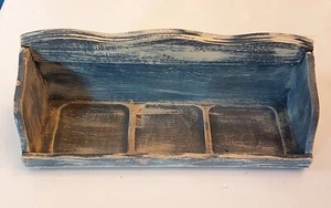 Holz Regal blau Distressed Farbe Becher Figur Display 14,5" Interieur Wohnkultur - Bild 1 von 6