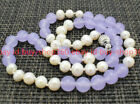 Natural 7-8Mm White South Sea Pearl 8Mm Purple Alexandrite Gems Necklace 14-50In
