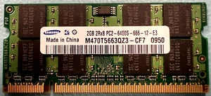 Samsung M470T5663QZ3-CF7 2GB DDR2-800Mhz PC2-6400 SODIMM Laptop Memory RAM - Picture 1 of 1